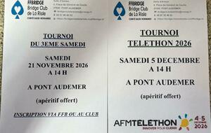 Prochains Tournois du Samedi en Novembre et début Décembre