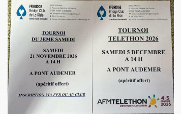 Prochains Tournois du Samedi en Novembre et début Décembre